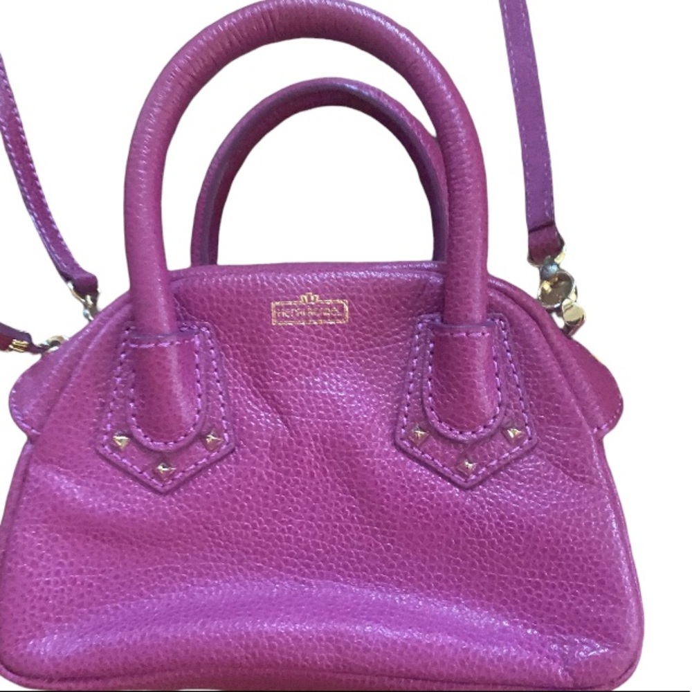 Henri Bendel Magenta Fuschia Pebbled Leather Cross Body purse